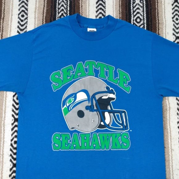 Seattle Seahawks vintage Shirt 80s 90s N FL Football single stitch Helmet Logo - Picture 1 of 2